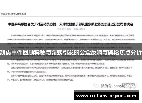 魏震事件回顾禁赛与罚款引发的公众反响与舆论焦点分析