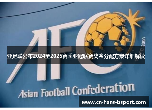 亚足联公布2024至2025赛季亚冠联赛奖金分配方案详细解读